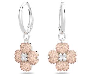 Latisha drop earrings, Flower, Pink, Rhodium plated
