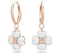 Latisha drop earrings, Flower, White, Rose gold-tone plated