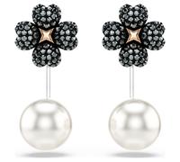 Latisha earrings, Pavé, Clover, Black, Mixed metal finish