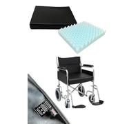 Latitude Healthcare Castellated Foam Wheelchair Pressure Relief Cushion, Water Resistant, High-Density Memory Foam, Black Vinyl Cover, Standard Size, British Made