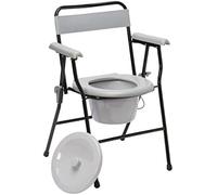 Latitude Healthcare Folding Commode Chair with 5 Litre Removable Pan and Lid, Ultra Lightweight, 120kg Weight Capacity