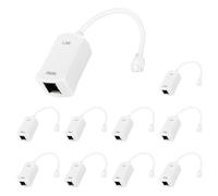 Lativu 10 Pack DSL Filter for Landline Phone, DSL Modem Phone Filter Adapter White, RJ11 in-line DSL Filter for Interference Elimination and Static Noise Blocker