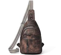 LATMAP 7L Crossbody Bags for Women,Sling Bag Women PU Leather Backpack Small Travel Chest Bag Purse Waterproof Anti Theft Fanny Pack for Hiking Shopping