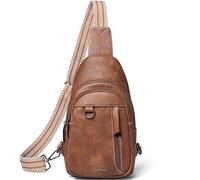 LATMAP cross body bag women Men PU Leather Small Sling Bag Anti Theft Fanny Pack crossbody bags Purse Travel Brown