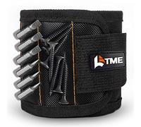 LATME Magnetic Wristband with 15 Strong Magnets for Holding Screws Nails Drill Bits-Best Armband Tool for DIY Handyman Unique Gift for Men (Black)