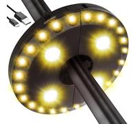 LATME Patio Umbrella Light Rechargeable Umbrella Lights- 10-25 Hours Runtime,Umbrella Pole Light 3 Lighting Modes Cordless,Patio Pool Accessories and Backyard Decor (Warm Yellow)