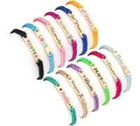 Latocos 12 PCS Kids Friendship Bracelets for Girls Toddler Unicorn Preppy Bracelets Jewelry Clay Beaded Adjustable Bracelet Birthday Party Favors Gifts, Adjustable, Alloy, no gemstone