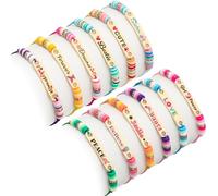 Latocos 12 PCS Kids Friendship Bracelets for Girls Toddler Unicorn Preppy Bracelets Jewelry Clay Beaded Adjustable Bracelet Birthday Party Favors Gifts, Adjustable, Alloy, no gemstone