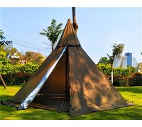 Latourreg Portable Waterproof Camping Pentagonal Teepee with Stove Hole in Brown Latourreg Brown