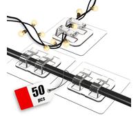 Latoxcaa 50pcs Outdoor Light Hooks, Strong Adhesive Hooks for Fairy Light Clips, Sticky Cable Organizer Hook, Indoor Light Clips for Hanging Christmas Lights, Wall Cable, String Lights, Decorations