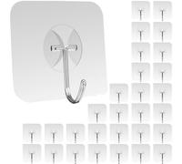 Latoxcaa Heavy Duty Adhesive Wall Hooks - Strong & Transparent, Hold up to 22lb, Waterproof & Reusable, Ideal for Kitchen, Bathroom, and Office (30 Pack)
