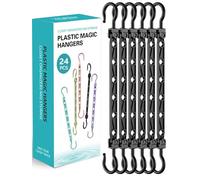 Latoxcaa Space Saving Hangers for Clothes, 24 Pcs Magic Hangers with 6 Holes & 360° Swivel, Wardrobe Organiser Hanger Hooks, Sturdy for Heavy Clothes, Dorm Essentials for Girls, Black