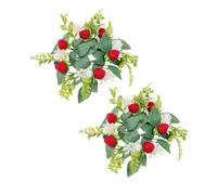 LatoYard 2 Pack Simulated Fruit Wreath Candle Holder Ring, 30cm Artificial for raspberry Leaf Garland Decor for Dining Table Wedding Party Home Decor