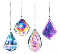LatoYard 21 Inch Purple for crystal Fan Pull Chain Set, Decorative Beaded Extension Cord for Ceiling Fans and Lighting Fixtures, 2 Pack(4 Color)