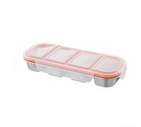 LatoYard 4 Compartment Lunch Box 500ml Steel 4 Compartment Lunch Box 500ml | 500ml total capacity, 125ml per section, compact 26.5cm size, fits backpacks, office desk friendly(White cover)