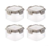LatoYard 4pcs 55ml Clear Clip Lock Snack Boxes Plastic Food Containers with Lids Dishwasher Safe for Lunch(gray)