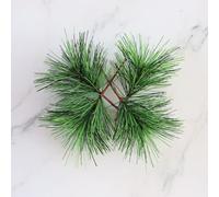 LatoYard 50 Pack 9cm Artificial Pine Needle Branches Green Plastic Faux Pine Sprigs for DIY Holiday Wreaths Garden Patio Outdoor Decor