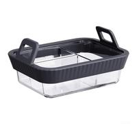 LatoYard Air Fryer Glass Baking Pan with Silicone Handle Heat Resistant Square Container for Dual for Zone Cookers Lasagne Dishes Prep Bowls 21x16cm(3 Black)