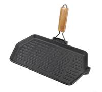 LatoYard Cast Iron Frying Pan With Foldable Handle And Ridged NonStick To Facilitate Healthier Cooking And Easy Food Release