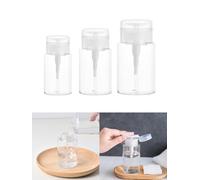 LatoYard Clear Push Down Empty Pump Dispenser Bottle Nail Polish Remover, Reusable PETG for Plastic Travel Container, Wide Mouth, 150ml White