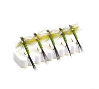 LatoYard Dry Fly Fishing Lure WY670 High-Floating Feather Design Mimics Mayfly For Trout Bass Pike, 5 Pcs Green Set
