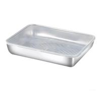 LatoYard Dumpling Plate Stainless Steel - Textured Bottom Prevents Sticking - Multi-Purpose Serving Dish for Kitchen 30x25cm(2)