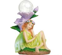 LatoYard European Style Solar Garden Fairy Statue, LED Light Up Resin Figure for Outdoor Lawn Decoration, Automatic Dusk to Dawn Illumination
