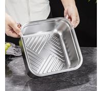 LatoYard for Heavy Duty Stainless Steel Food Container Square Shape with Handle, 3500ml Fresh Keeper Dry Ingredients Leftovers, Silver