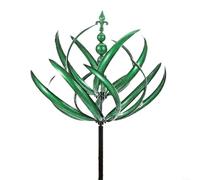 LatoYard Metal Wind Spinner 90cm Garden Décor with Reflective Foil Finish, Iron Construction for Outdoor Landscape Enhancement, Quiet Rotation in Gentle Breezes(Green)