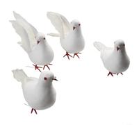 LatoYard Realistic Artificial Doves Set of 4 Plastic Bird Ornaments for Garden Wedding Home Party Decor White