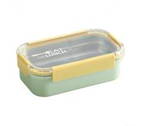 LatoYard Stainless Steel Lunch Box 2 Compartment Leakproof Food Container with Latches for School Work Picnic Travel 8x4.6x2.5 Inch(Yellow 1Grid)