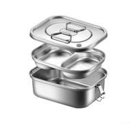 LatoYard Stainless Steel Lunch Box 304 Grade Leak for Proof Divided with Double Layer Seal for Work School 1800ml(1200ML)