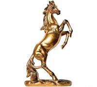 LatoYard Standing Horse Resin Statue, European Style for Art Figurine for Home Office Decor, Elegant Lawn Ornament with Symbolic Meaning for Success and Good Fortune, White or Golden(Golden Horse)