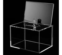 LatoYard Transparent Donation Box with Lockable Lid and Display Stand