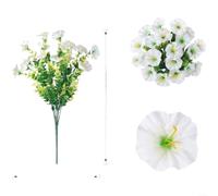 LatoYard UV Resistant Artificial Morning Glory Bouquet, Faux Silk Flowers with Eucalyptus for Home Decoration(White)