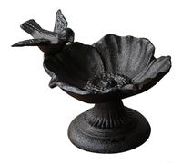 LatoYard Vintage Cast Iron Bird Feeder with Peacock Spread Wings Design, Sturdy Garden Decor for Outdoor Patio, Attracts Wild Birds, Brown Finish(B)