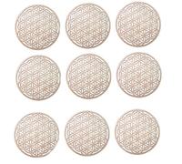 LATRAT 10 Pieces Birch Wood Coasters with Flower of Life Design, Wall Decoration, Spiritual Symbol - Esoteric Gifts (Diameter 10 cm)