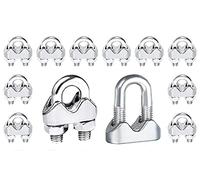 LATRAT 12pcs M4 Wire Rope Clamp Clip Cable Stainless Steel, 304 U-Shaped Steel Cable Clamp for Cable Awning Clothes Drying Rack