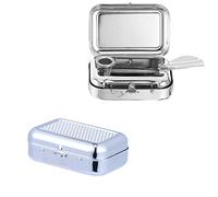 LATRAT 2 Pieces Cigarette Pocket Ashtray, Portable Mini Ashtray, Square Metal Ashtray for Travel, Camping, Smoking Indoor or Outdoor Use (Glossy) (White)