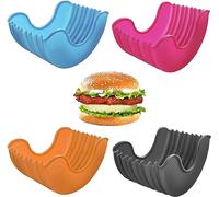 LATRAT 4 Pcs Silicone Hamburger Burger Fixed Box, Sandwich Holder, Suitable for Burger Lovers, Adults and Children
