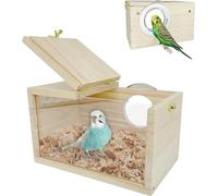 LATRAT Budgies Nesting Box Transparent Design, Natural Wood Bird House Small Bird Nest, Wooden Aviary Breeding Box for Lovebird Budgie Parakeet Lovebirds Parrots