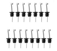 LATRAT Pack of 15 Bottle Pourers with Flap Stainless Steel Bottle Pourer Stainless Steel with Flap Pourer for Bottles for Wine Schnapps Olive Oil Coffee Syrup Vinegar