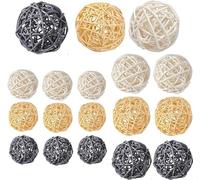 LATRAT Pack of 18 Decorative Balls Rattan Balls Decorative Balls Wicker Rattan Ball Balls Wedding Table Decoration Party Hanging Decoration Aromatherapy Fragrance Rabbit Bird Parrot Chew Toy (Wood +