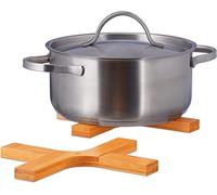 LATRAT Pack of 2 Foldable Bamboo Pot Mats, Heat Resistant Natural Bamboo Coasters, Space-Saving Wooden Trivet Foldable for Kitchen Pot