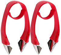LATRAT Set of 2 Strawberry Huller Stunk Remover Vegetable Corer Remover Fruit Vegetable Potato Eye Handle Remover Stainless Steel Kitchen Aid Cooking Accessories Kitchen Tool 9.5 x 2 cm (Red)