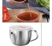 LATRAT Stainless Steel Sauce Jug, Multi-Purpose Fat Separator with Lid and Brush, Can Be Heated on Induction Cooker, 1 L