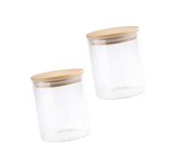 LATRAT Storage Jars Made of Borosilicate Glass with Lid, Set of 2, 250 ml Storage Jar with Bamboo Lid, Glass Storage Jar, Round Glass Coffee Canister, Tea Canisters, Storage Box
