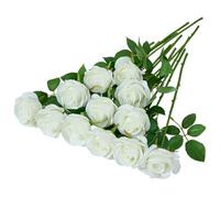 LATRORA 12pcs Ivory Rose Artificial flowers Fake Roses Silk Roses Silk Flowers Rose with Long Stems for Wedding Home Party Centerpieces Decorations