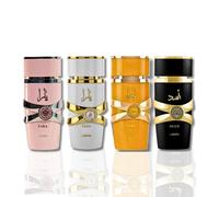 Lattafa for Unisex 4 Piece Eau de Parfum Gift Set (Yara for Women + Yara Moi for Women + Yara Tous for Women + Asad for Men) 3.4 Ounce/100 ml eac