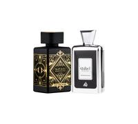 Lattafa Perfumes for Unisex 2 Piece Eau de Parfum Gift Set (Bade'e Al Oud Oud For Glory + Ejaazi Intensive Silver) 3.4 Ounce/100 ml each